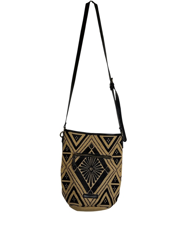 Lucky Brand Handbags - Lucky Brand Black and Tan Jute Woven Crossbody